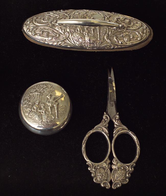 Appraisal: THREE EDWARDIAN SILVER DRESSING TABLE ACCESSORIES H MATTHEWS BIRMINGHAM comprising