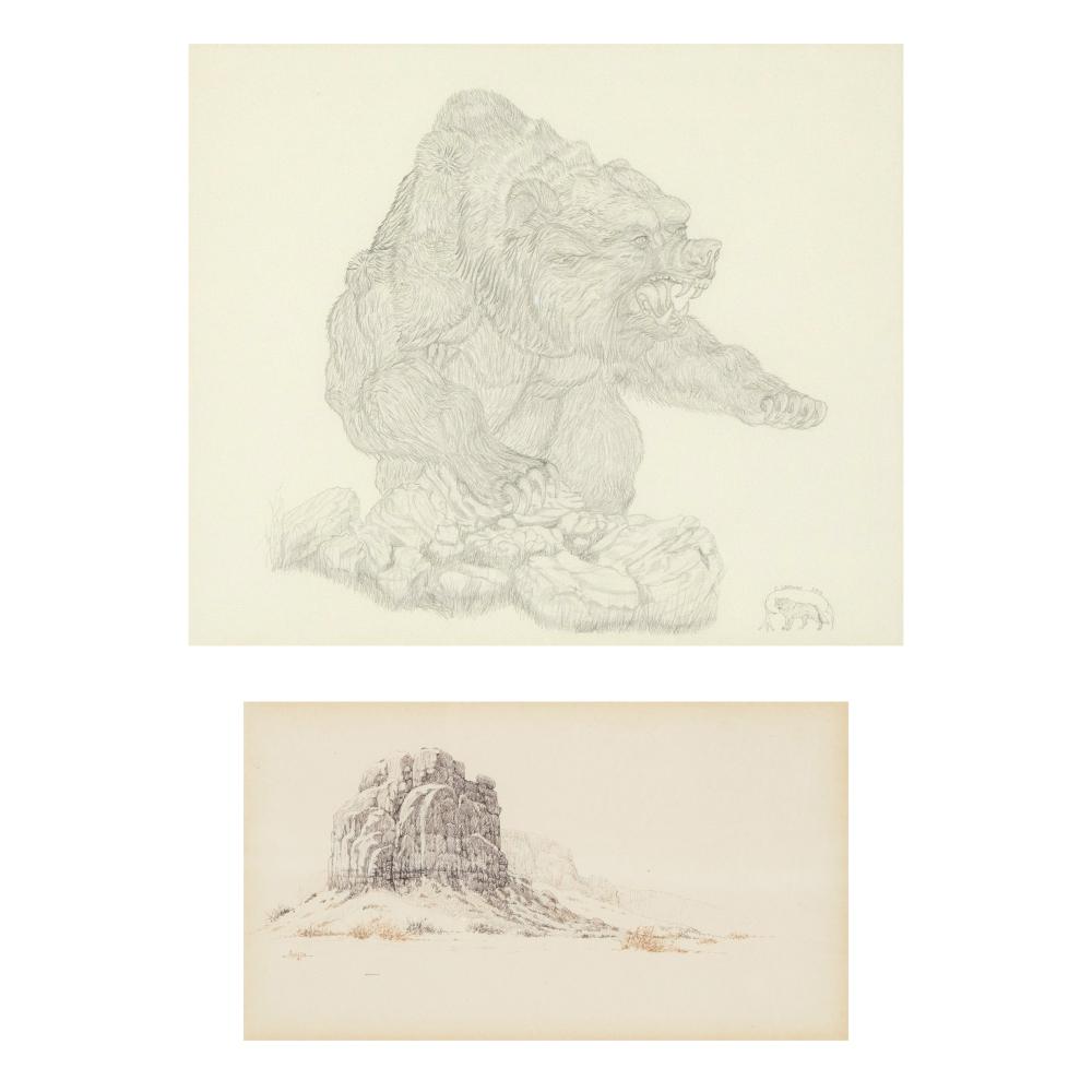 Appraisal: A PAIR OF DRAWINGS THE INTRUDER UNTITLED MESA A Pair