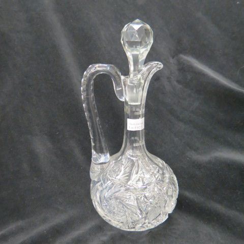 Appraisal: Cut Glass Wine Decanter brilliant period pinwheel starburst diamond decor