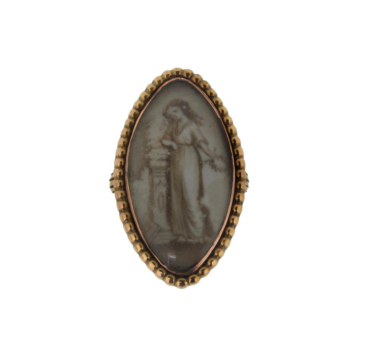 Appraisal: A George III marquise shaped mourning ring