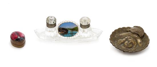 Appraisal: Sale Lot Two Inkwells comprising a glass example in the