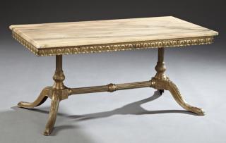 Appraisal: Bronze Marble Top Coffee Table th c the pink highly