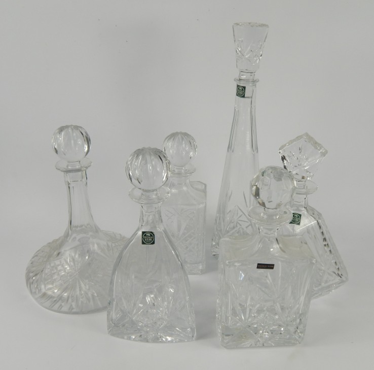 Appraisal: Six Thomas Webb cut glass decanters and stoppers including a