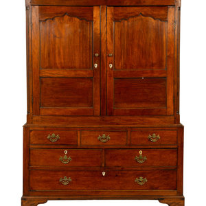 Appraisal: A George II Mahogany Linen Press TH CENTURY Height x