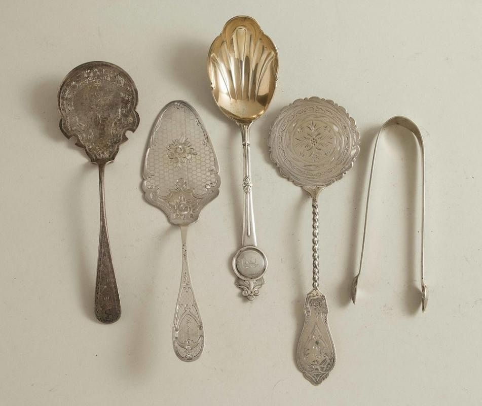 Appraisal: Five Silver Serving Pieces Five silver serving pieces comprising a