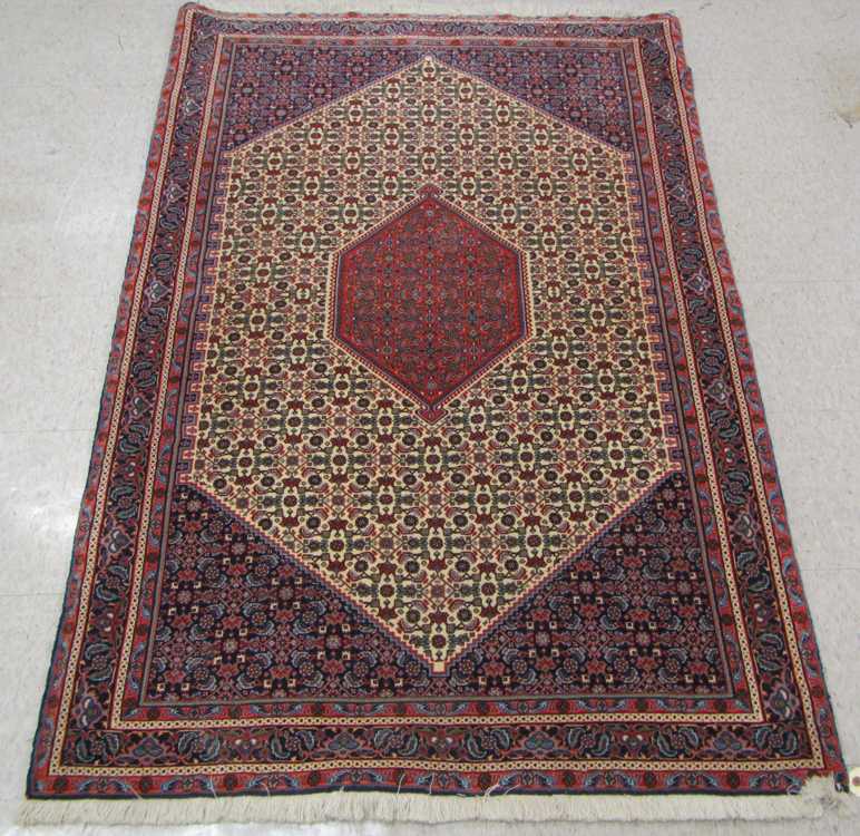 Appraisal: PERSIAN BIJAR AREA RUG Kurdistan Province northwestern Iran central hexagonal