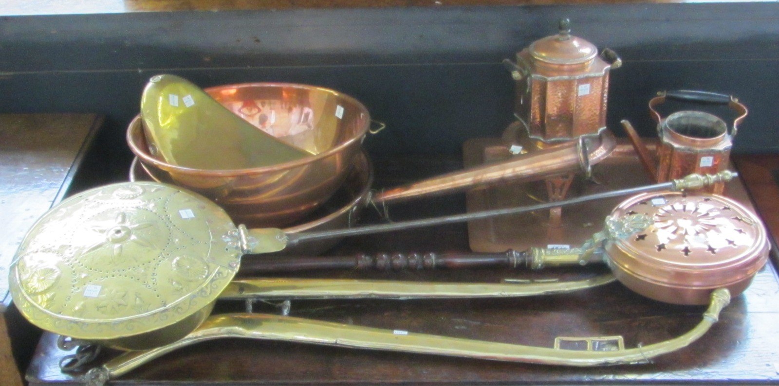 Appraisal: A quantity of copper and brass wares comprising a Heinrichs