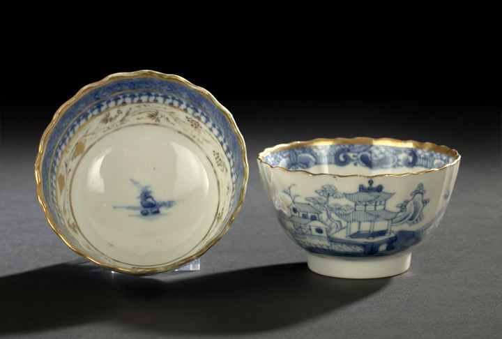 Appraisal: Two Chinese Export Blue and White Porcelain Teacups Qianlong Reign