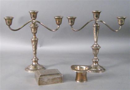 Appraisal: Pair of Gorham sterling silver candelabra Each with a two