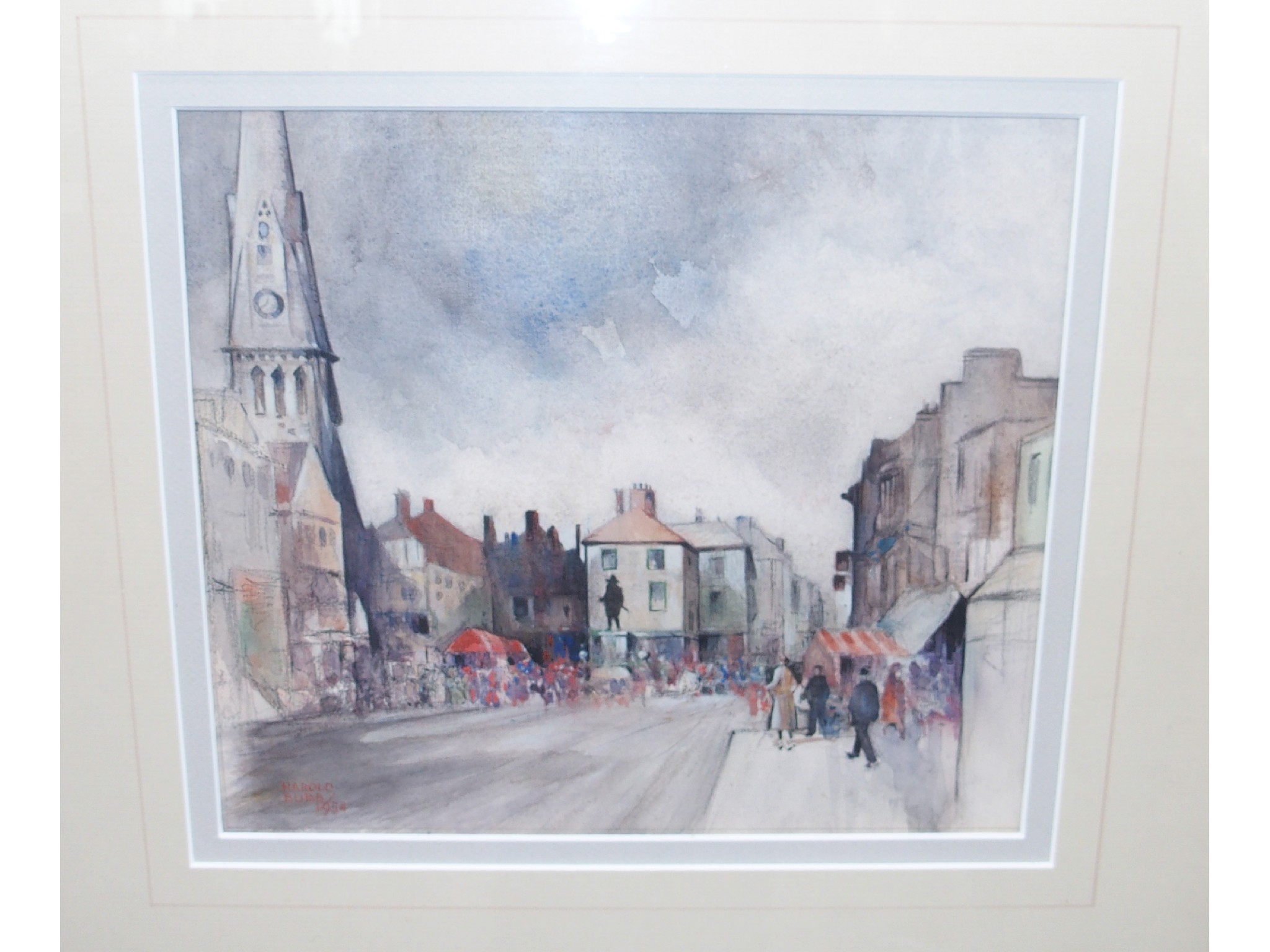 Appraisal: HAROLD BUBB Market square signed watercolour dated and Scottish School