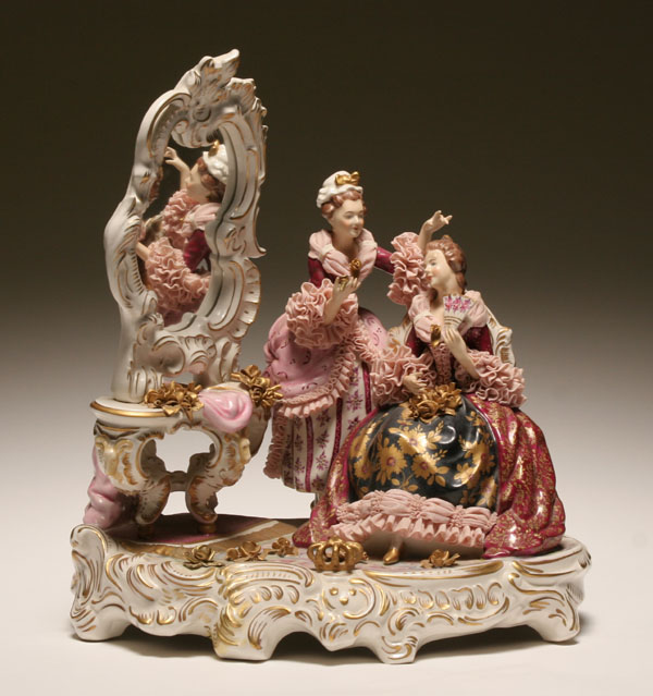 Appraisal: Capo di Monte porcelain figural group of a handmaiden helping