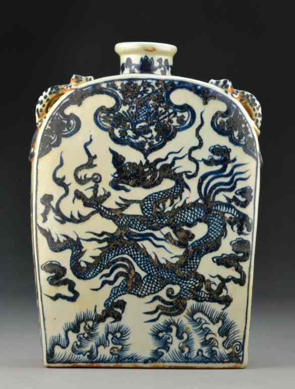 Appraisal: Chinese Blue White Porcelain VaseFinely painted to depict a three