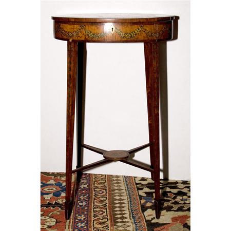 Appraisal: George III Rosewood Banded Painted and Satinwood Marquetry Sewing Table