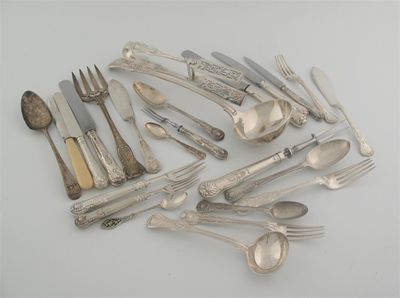 Appraisal: A collected or Harlequin service of Kings pattern tablespoons dessertspoons