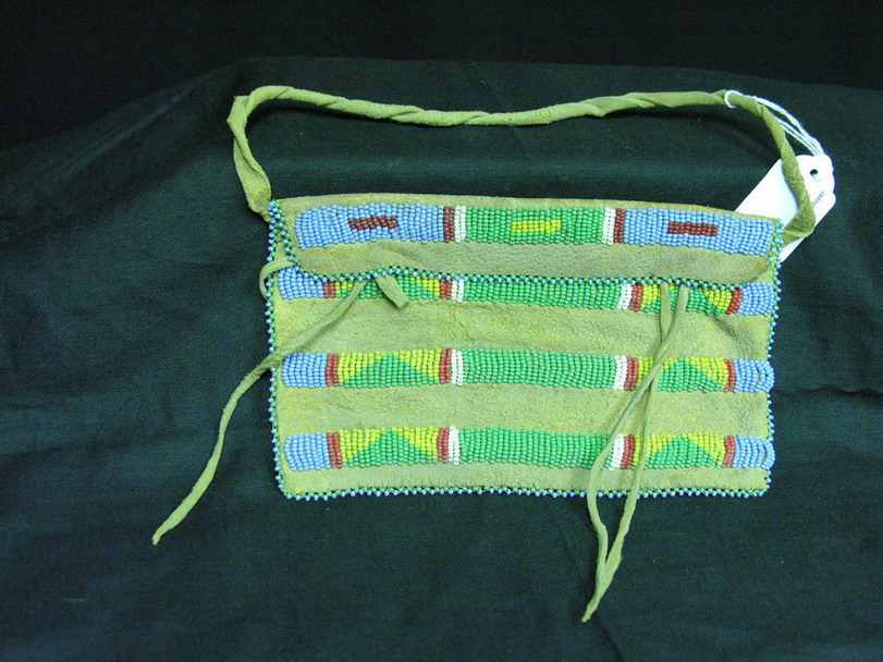 Appraisal: NATIVE AMERICAN DOCUMENT BAG Brain tanned leather hand sewn with