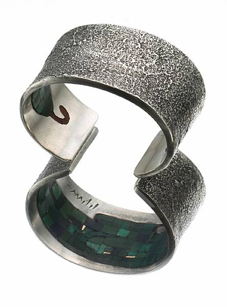 Appraisal: A Hopi bracelet Charles Loloma the cuff bracelet textured on