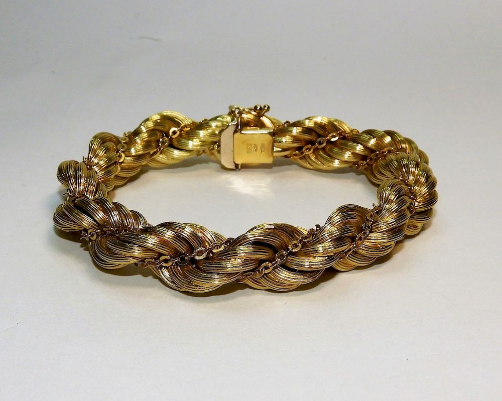 Appraisal: K Gold Fancy Braided Rope Twist Bracelet g Unknown th