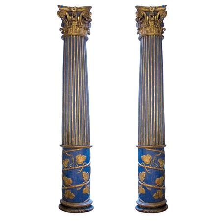 Appraisal: Pair of Italian Neoclassical Painted and Parcel Gilt Columns Estimate