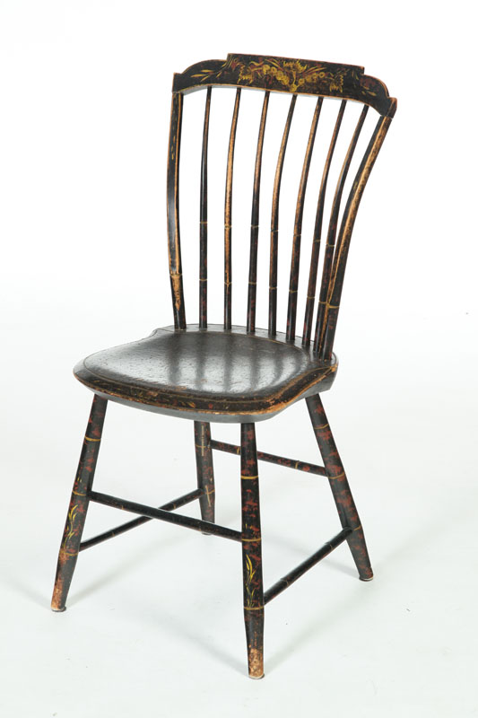 Appraisal: DECORATED WINDSOR SIDE CHAIR American - mixed woods Step down