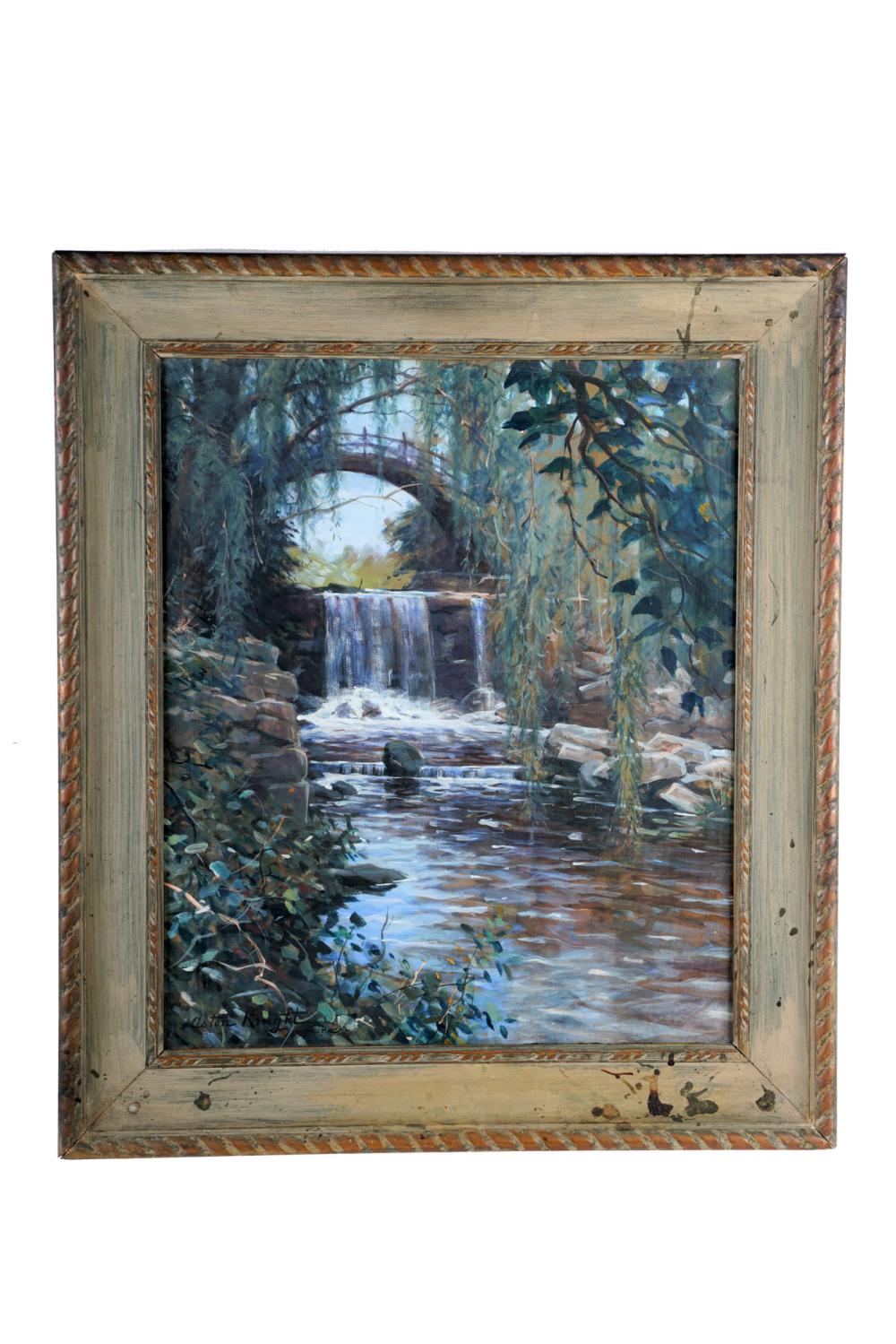 Appraisal: LOUIS ASTON KNIGHT WATERFALL circa August gouache on board signed