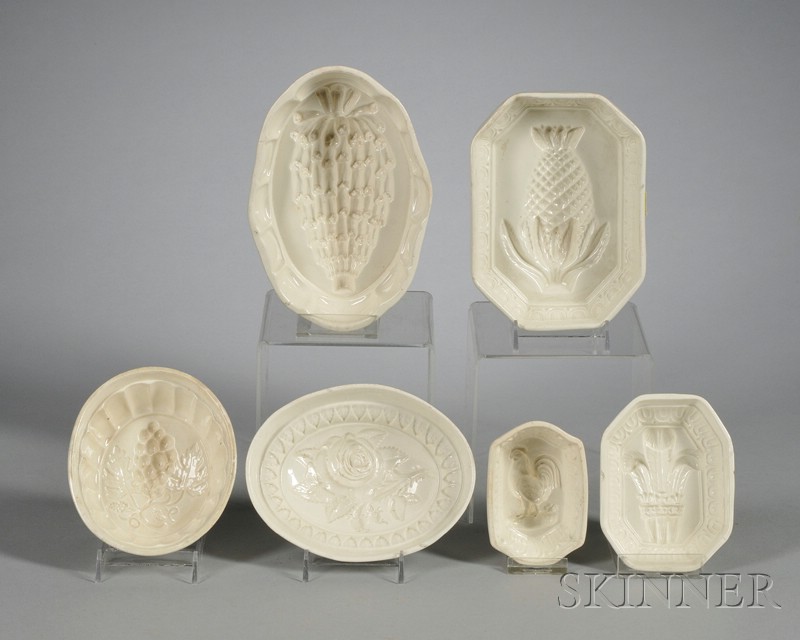 Appraisal: Six Creamware Culinary Molds England th century three Don Pottery