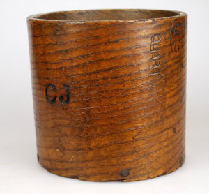 Appraisal: A Victorian oak cylindrical quart measure