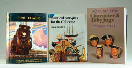 Appraisal: APPROXIMATELY BOOKS ON COLLECTING AND ANTIQUES Includes Erie Power railroad