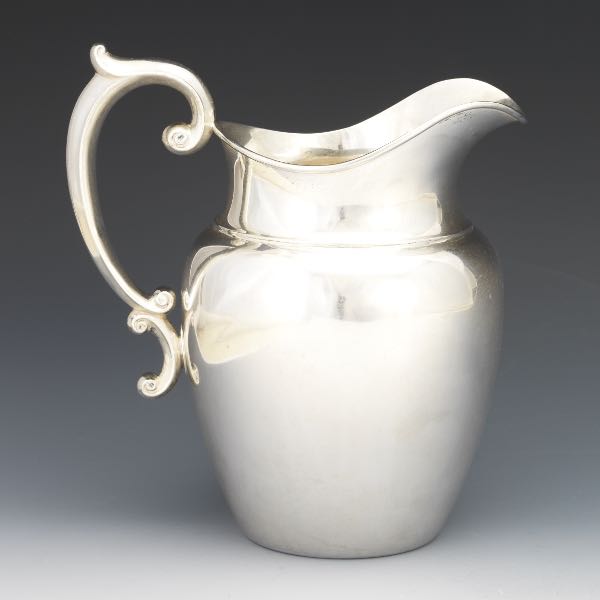 Appraisal: GORHAM STERLING SILVER WATER PITCHER x Bulbous body attached to