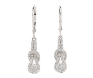 Appraisal: K White Gold Diamond Love Knot Earrings A pair of