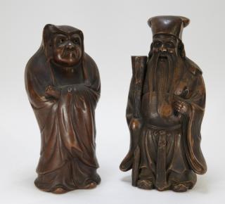 Appraisal: Chinese Yixing Pottery Figures of Immortals CHINA QING DYNASTY Two