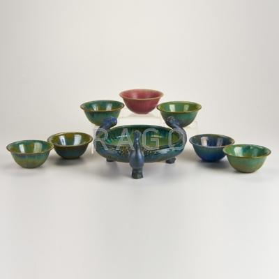 Appraisal: FULPER Eight pieces Flemington NJ ca - Glazed earthenware Three-footed