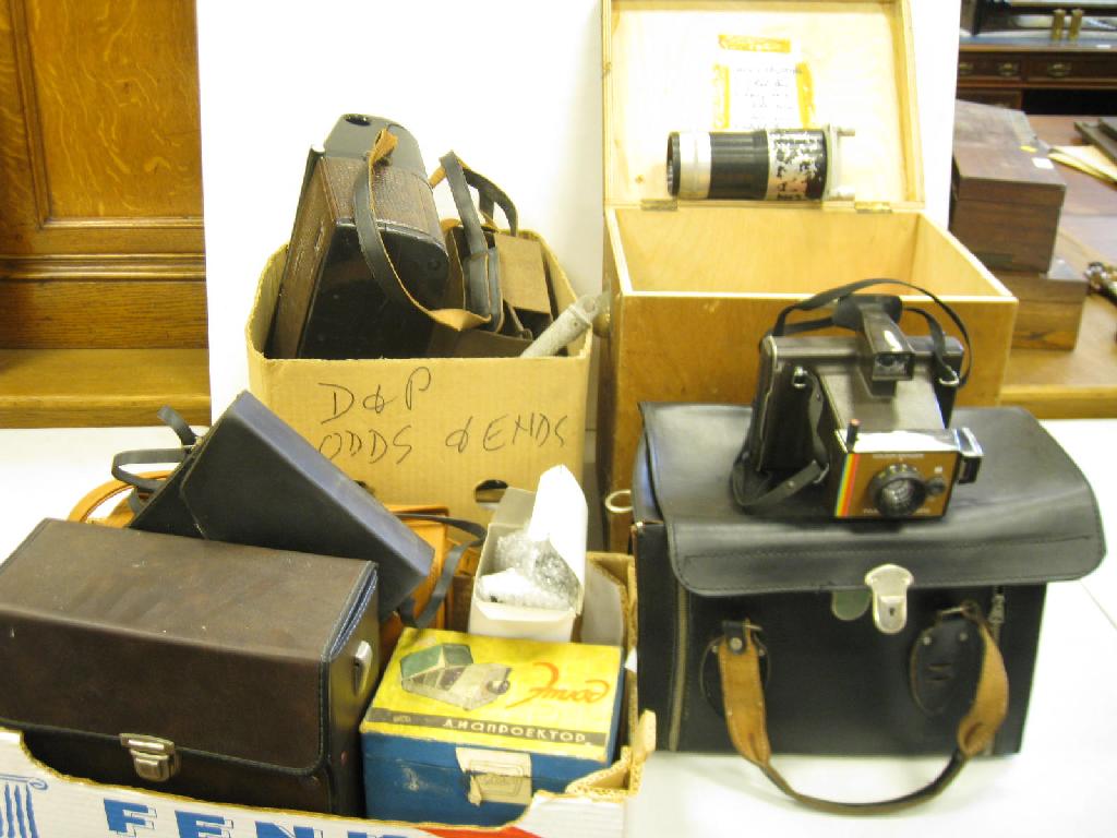 Appraisal: An Aldis Projector Polaroid Camera Recording Equipment Slide Viewer Lenses