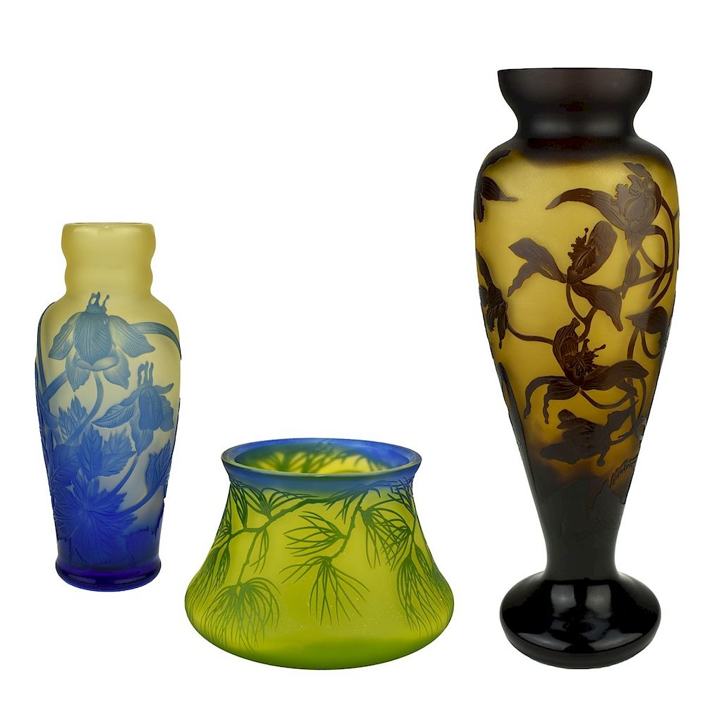 Appraisal: Three Czech Cameo Glass Vases Group Of Three Czech Cameo