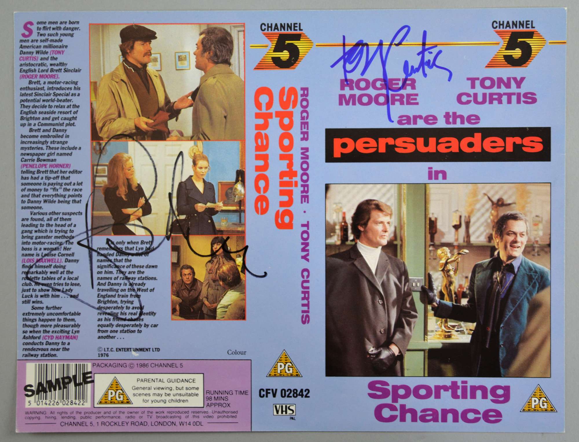 Appraisal: Persuaders VHS cover signed by Roger Moore Tony Curtis Provenance