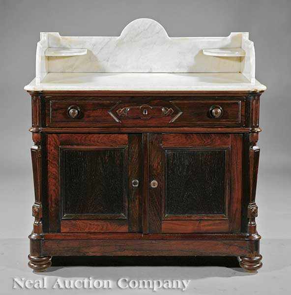 Appraisal: An American Renaissance Carved Rosewood Washstand and Bedside Commode mid-