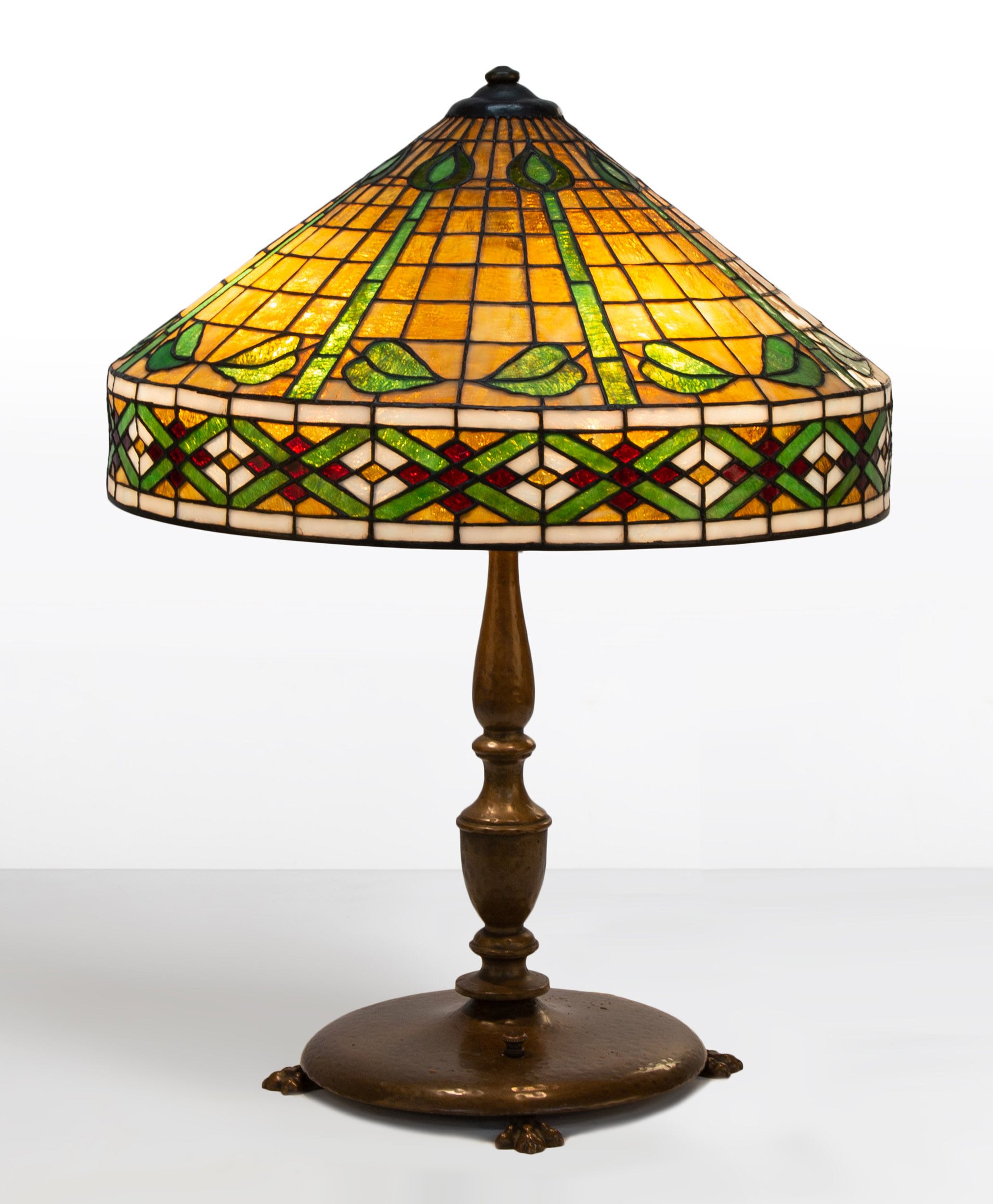 Appraisal: GORHAM LEADED GLASS TABLE LAMP Early th century Leaded glass