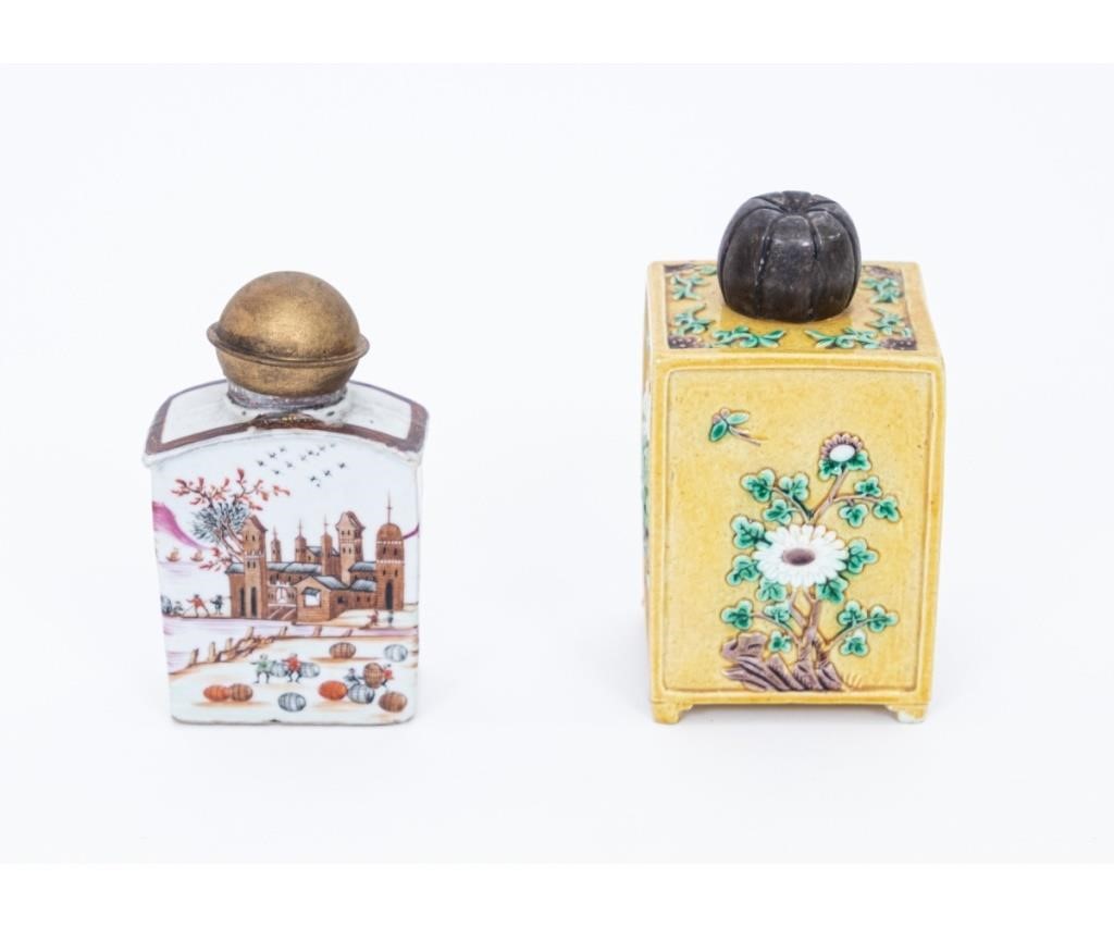 Appraisal: Two Chinese porcelain tea caddies th c to include a