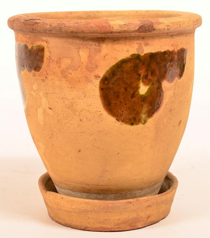 Appraisal: Solomon Bell th Century Redware Flower Pot Solomon Bell th