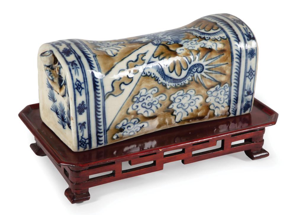 Appraisal: Chinese Porcelain Pillow decorated with a dragon amid cloud scrolls