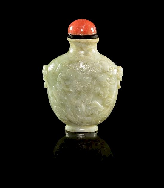 Appraisal: A Celadon Jade Snuff Bottle Height inches A Celadon Jade