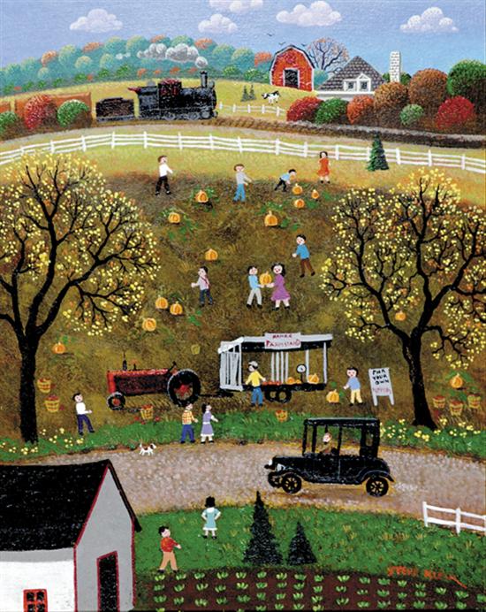 Appraisal: Steve Klein American th century HANK'S FARMSTAND oil on panel