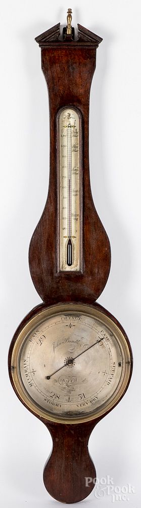 Appraisal: English mahogany banjo barometer th c English mahogany banjo barometer