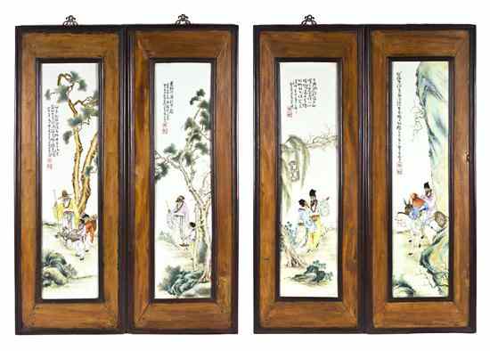 Appraisal: A Set of Four Chinese Enameled Porcelain Plaques late th