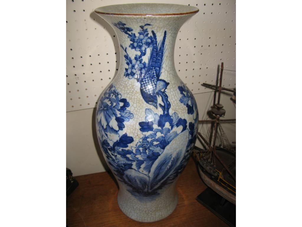 Appraisal: A th Century Chinese baluster vase crackle-glazed and painted with