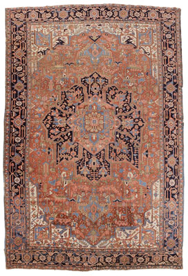 Appraisal: Heriz Carpet Persian mid th century large central medallion on