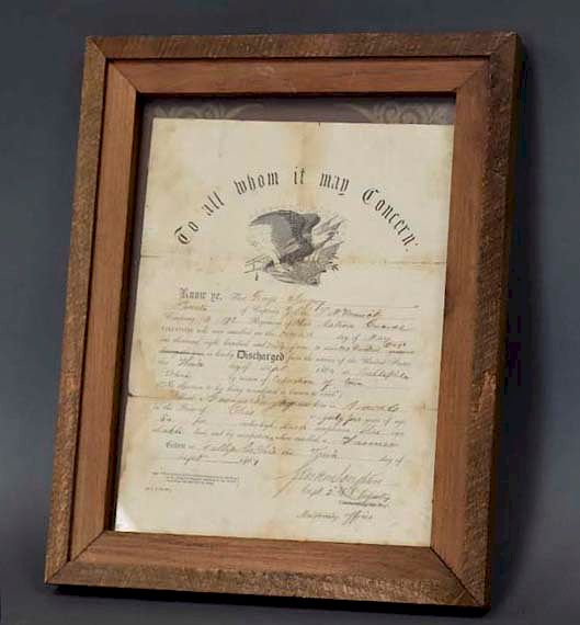 Appraisal: Civil War Discharge Letter Civil War Discharge Letter Packaging Insurance