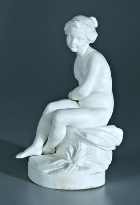 Appraisal: Parian ware figure of seated maiden possibly Artemis holding bow