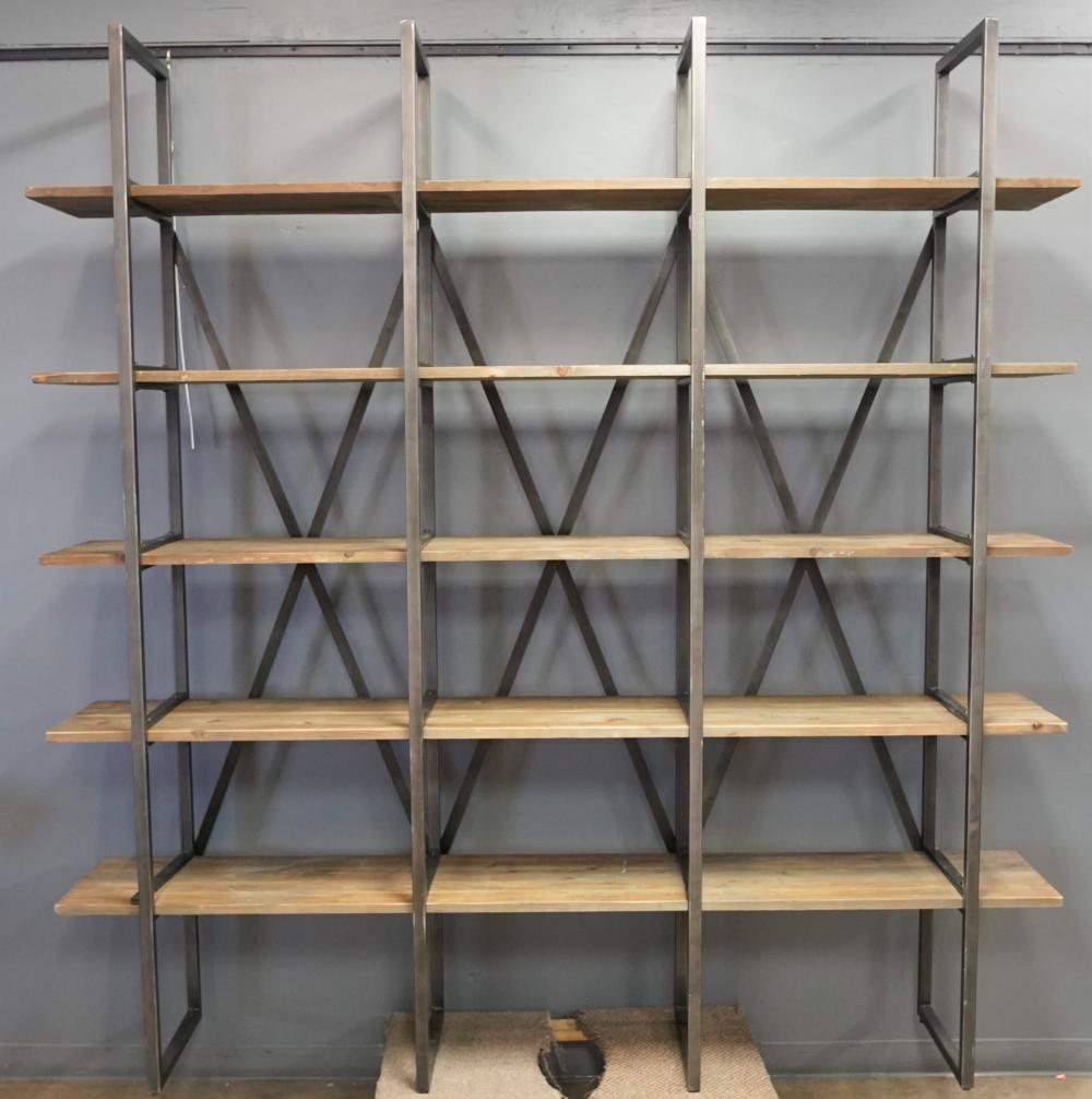 Appraisal: RESTORATION HARDWARE 'WYATT' OPEN BOOK SHELFCondition scuffs throughout inches wide