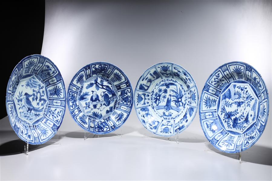 Appraisal: Group of four Chinese blue and white porcelain deep dish