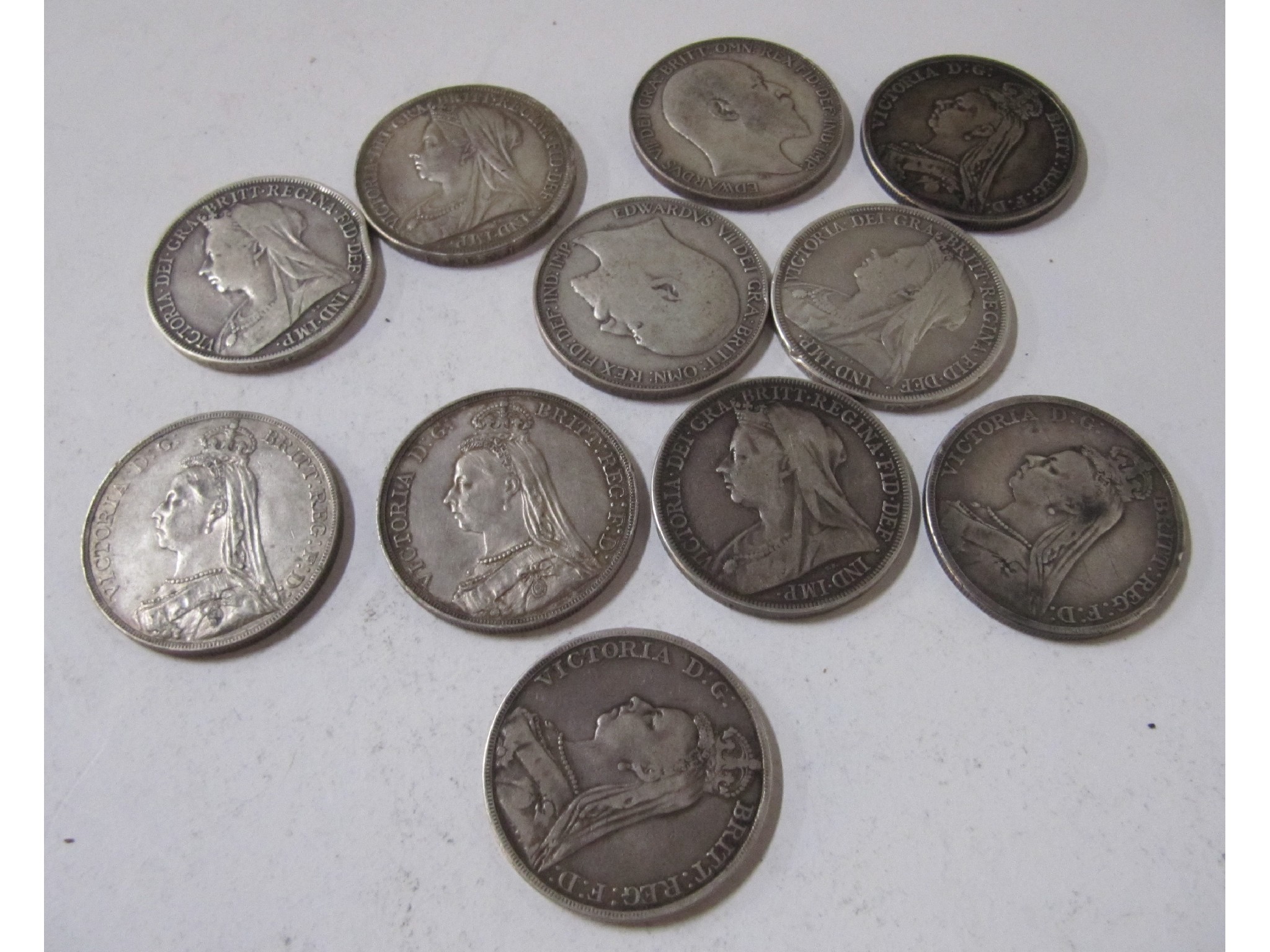 Appraisal: Eleven Victorian and Edwardian silver crowns Queen Victoria fine Queen